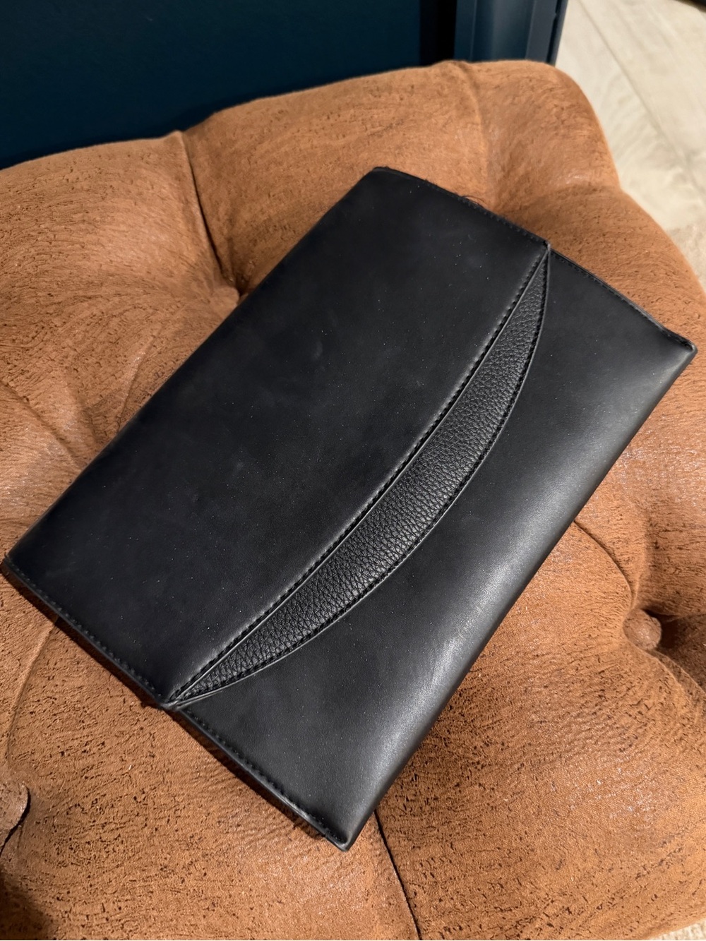 Target Women's Black Leather Clutch Wallet with Curved Textured Accent
